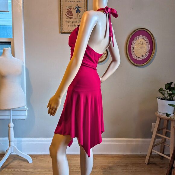 Vintage Y2K Taboo Mini Dress Red Halter Whimsygoth Ruching Bows Burlesque Size M - Picture 9 of 10